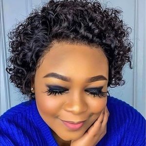 COPY - Short curly pixie cut wig lace front human hair wig 13*1 lace frontal w…